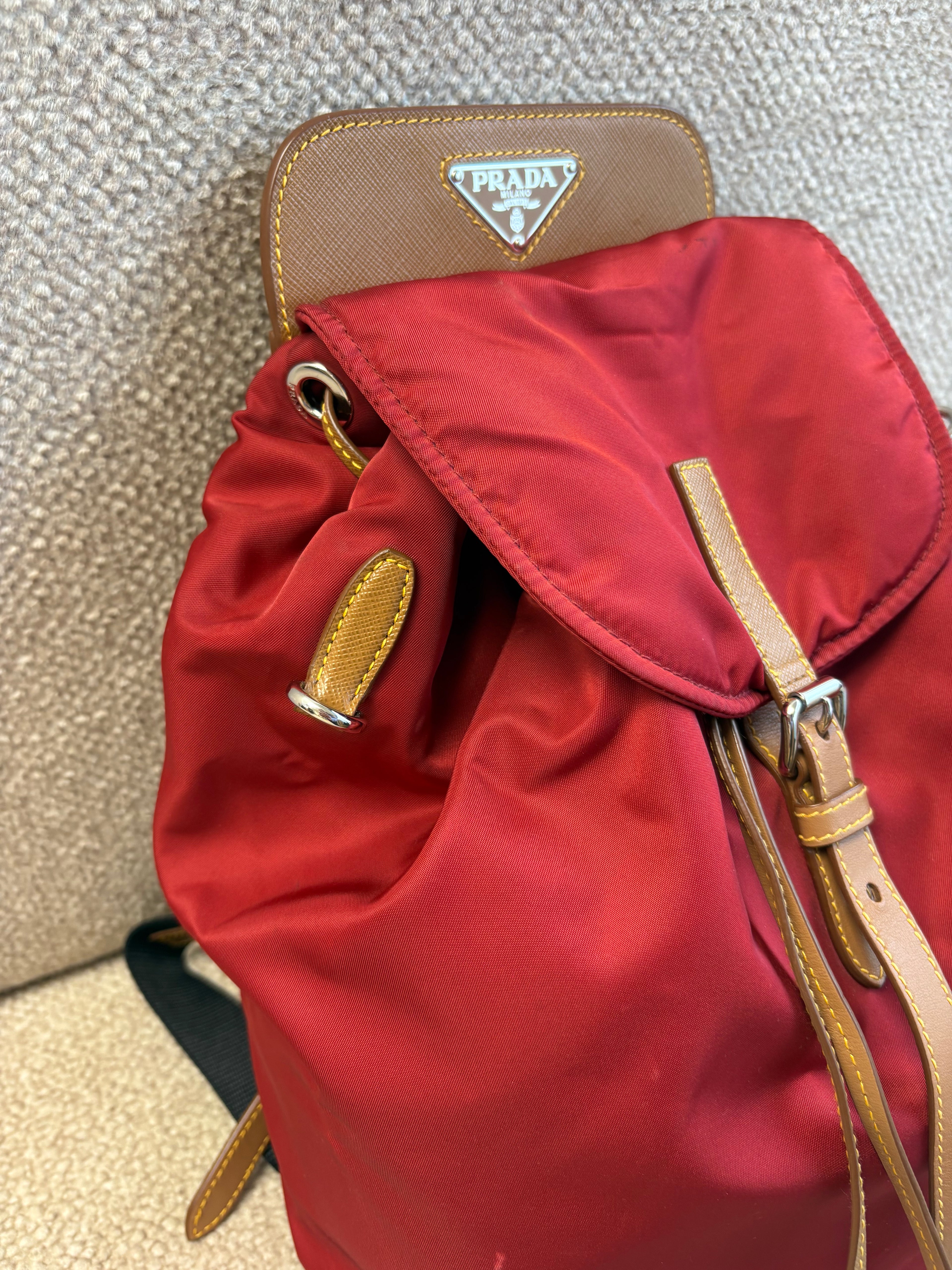 Red Prada Nylon Backpack