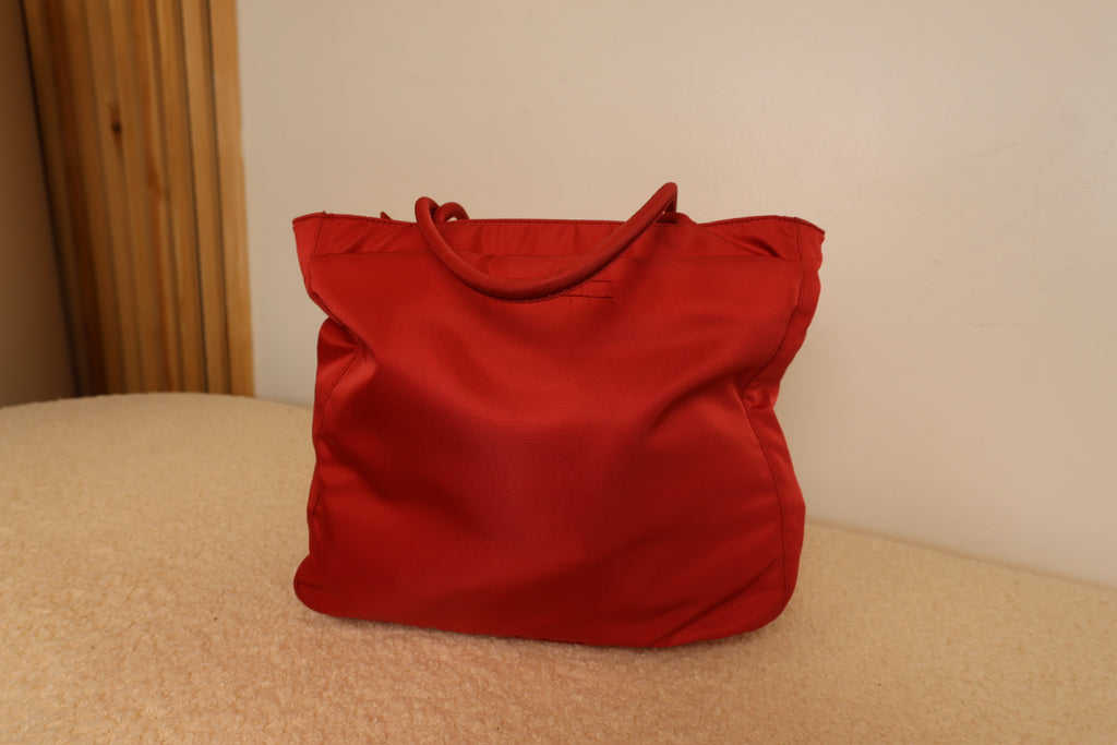 Red Prada Nylon City Tote Bag