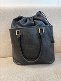 Fendi Black Zucchino Coated Canvas Spalmati Drawstring Tote