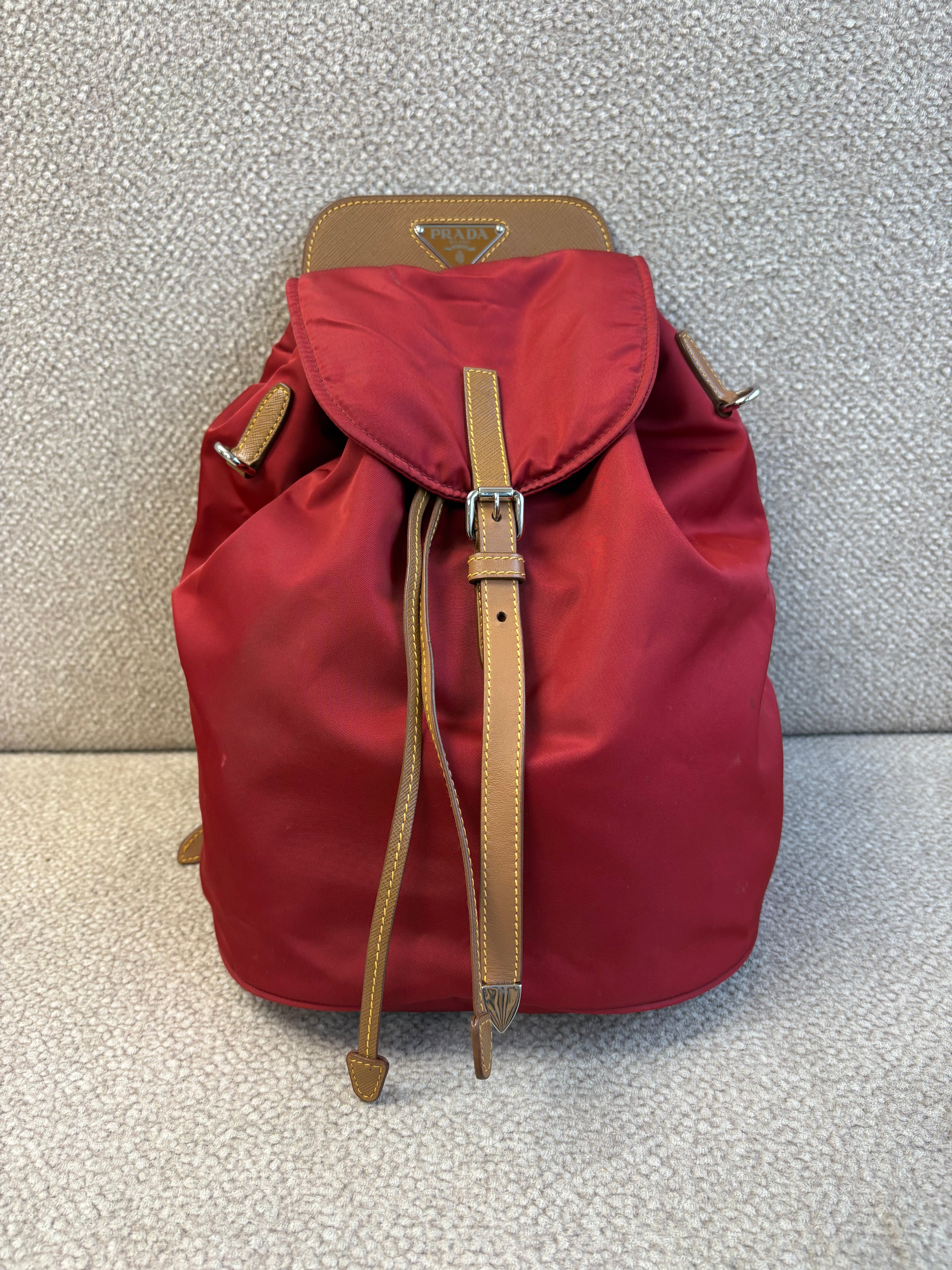 Red Prada Nylon Backpack