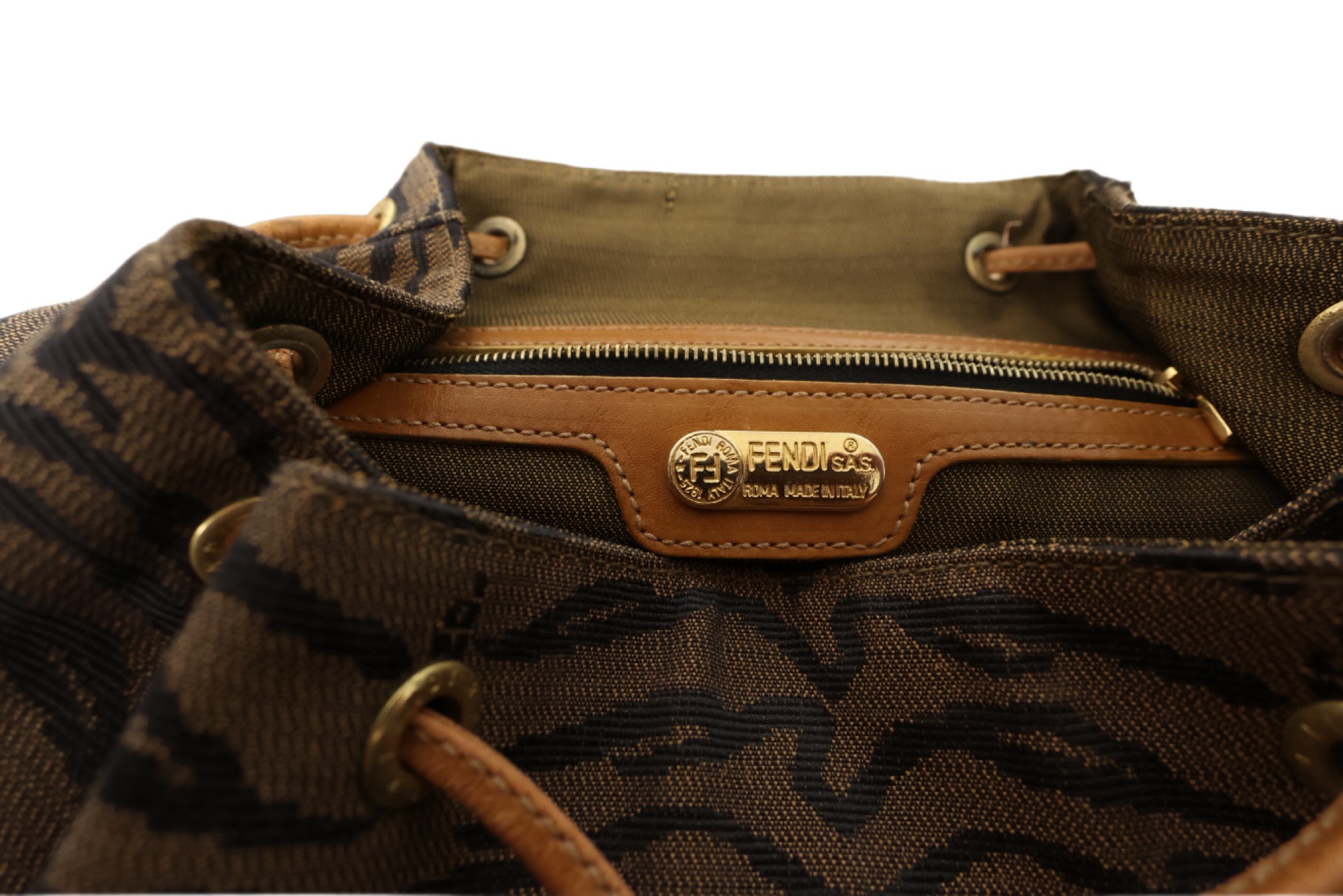 Vintage Fendi Backpack In Tiger Jacquard Canvas