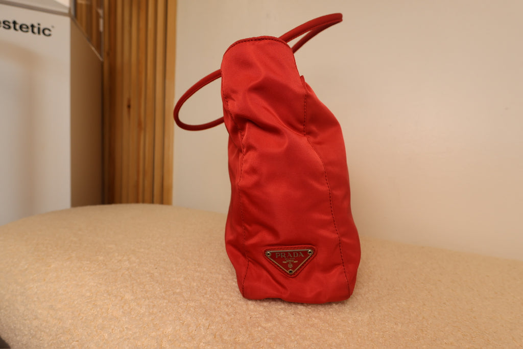 Red Prada Nylon City Tote Bag
