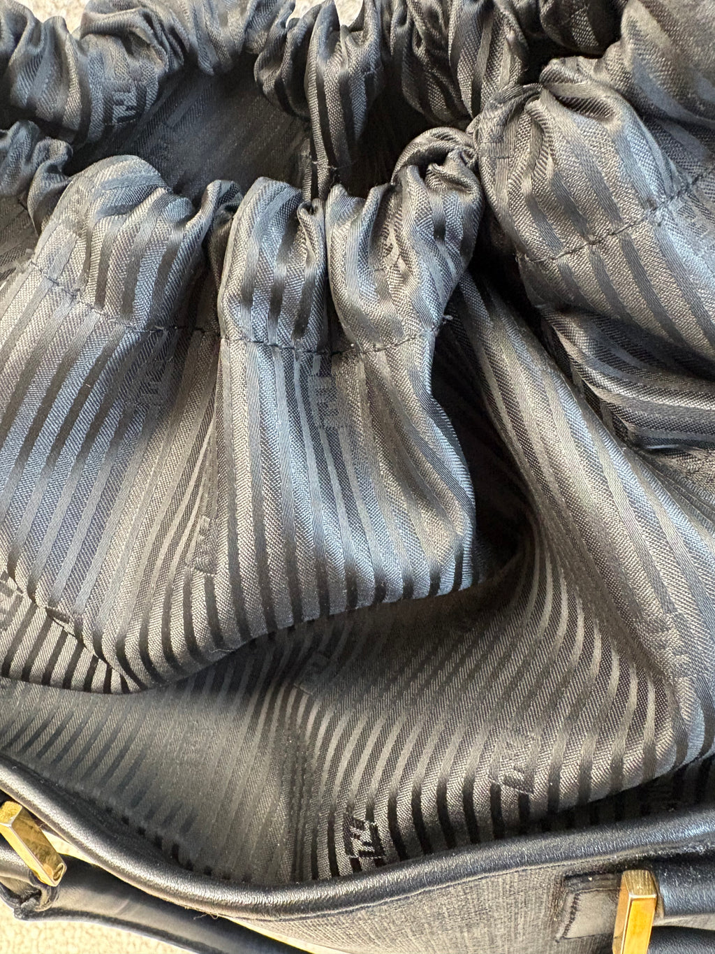 Fendi Black Zucchino Coated Canvas Spalmati Drawstring Tote