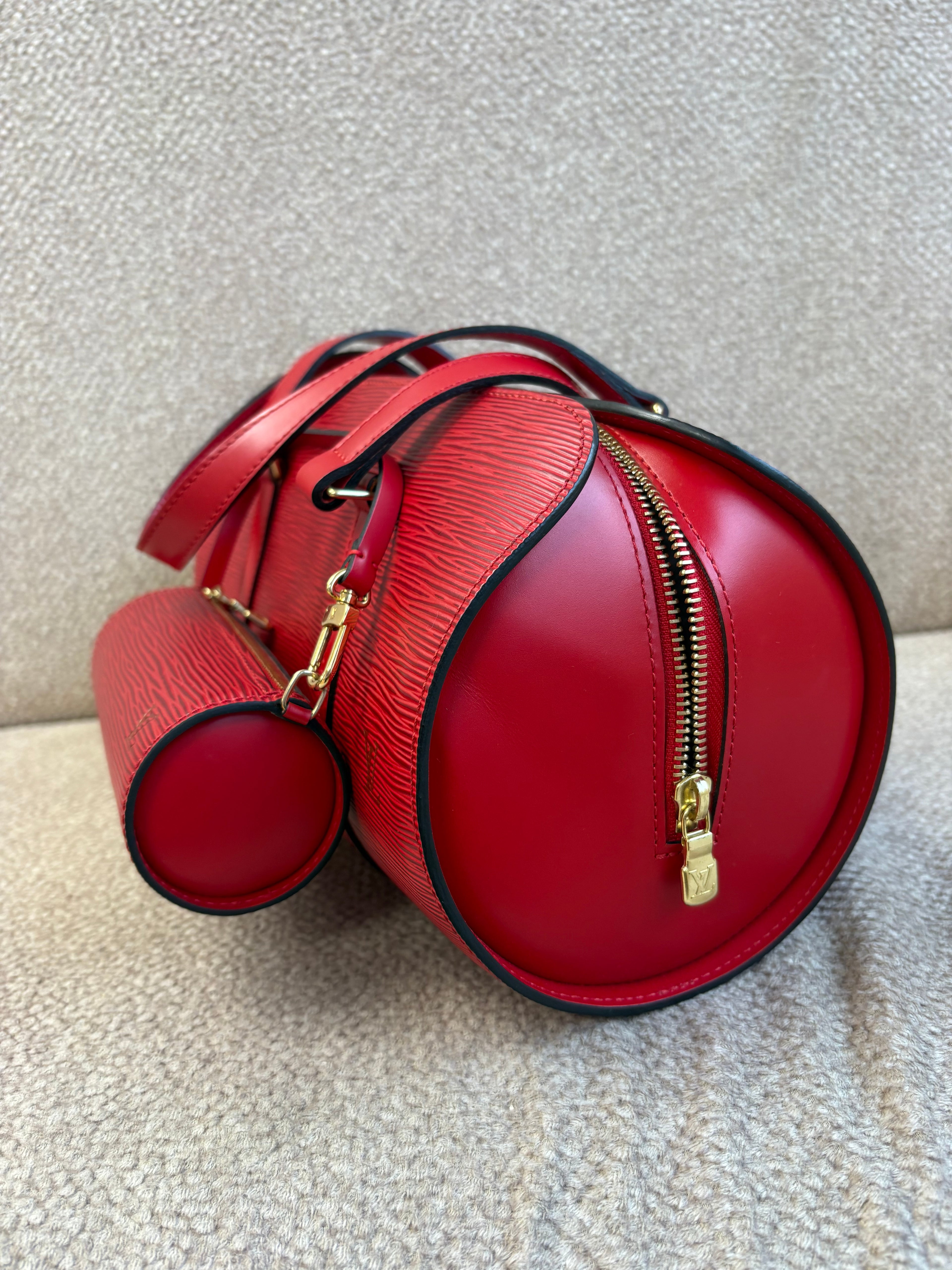 Louis Vuitton LV Epi Soufflot Handbag Leather Red