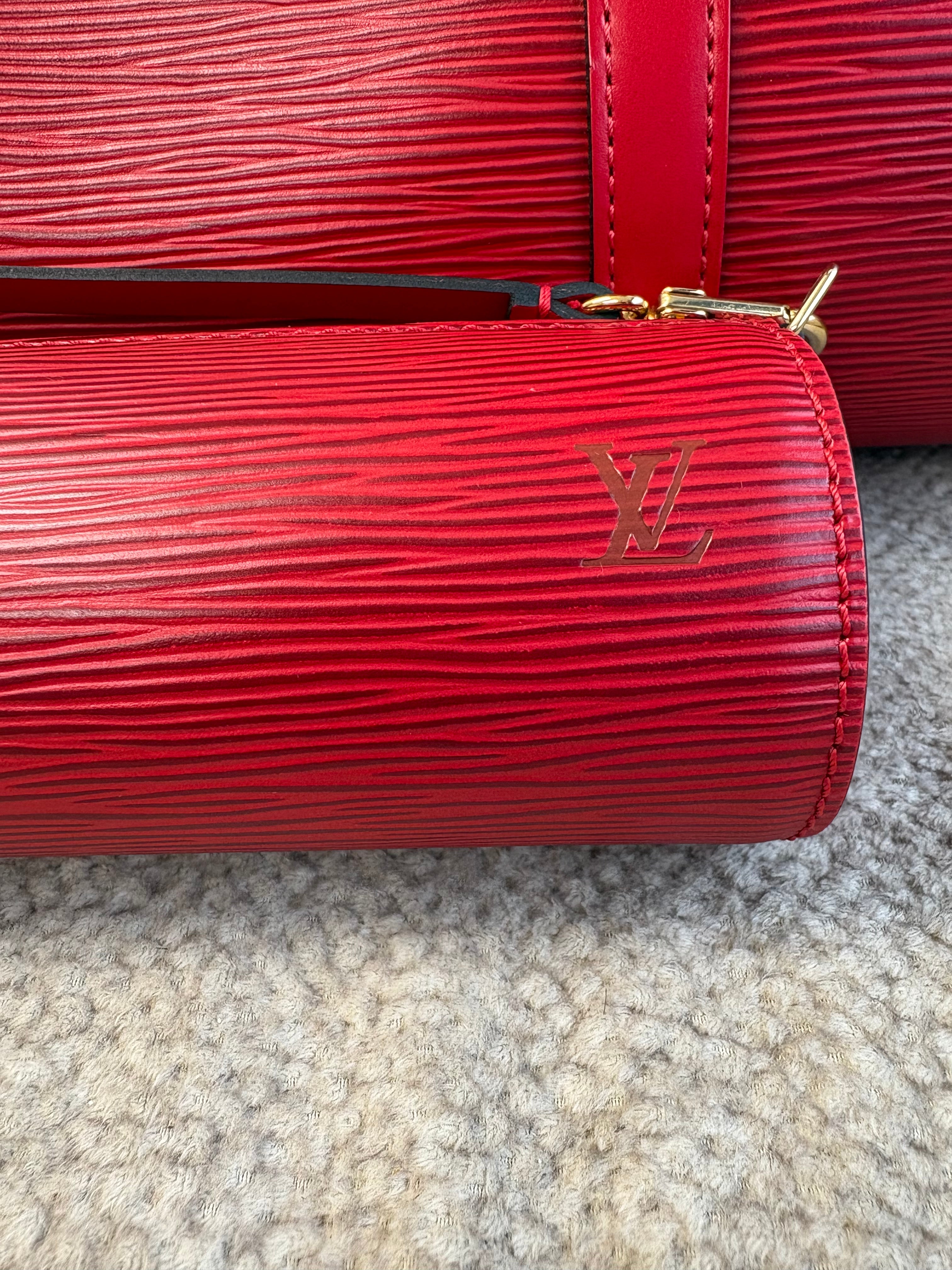 Louis Vuitton LV Epi Soufflot Handbag Leather Red
