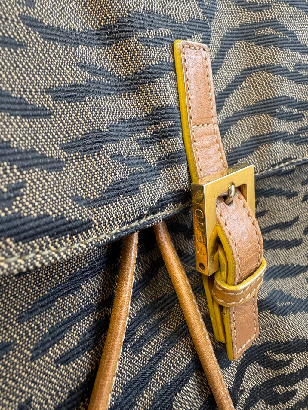 Vintage Fendi Backpack In Tiger Jacquard Canvas